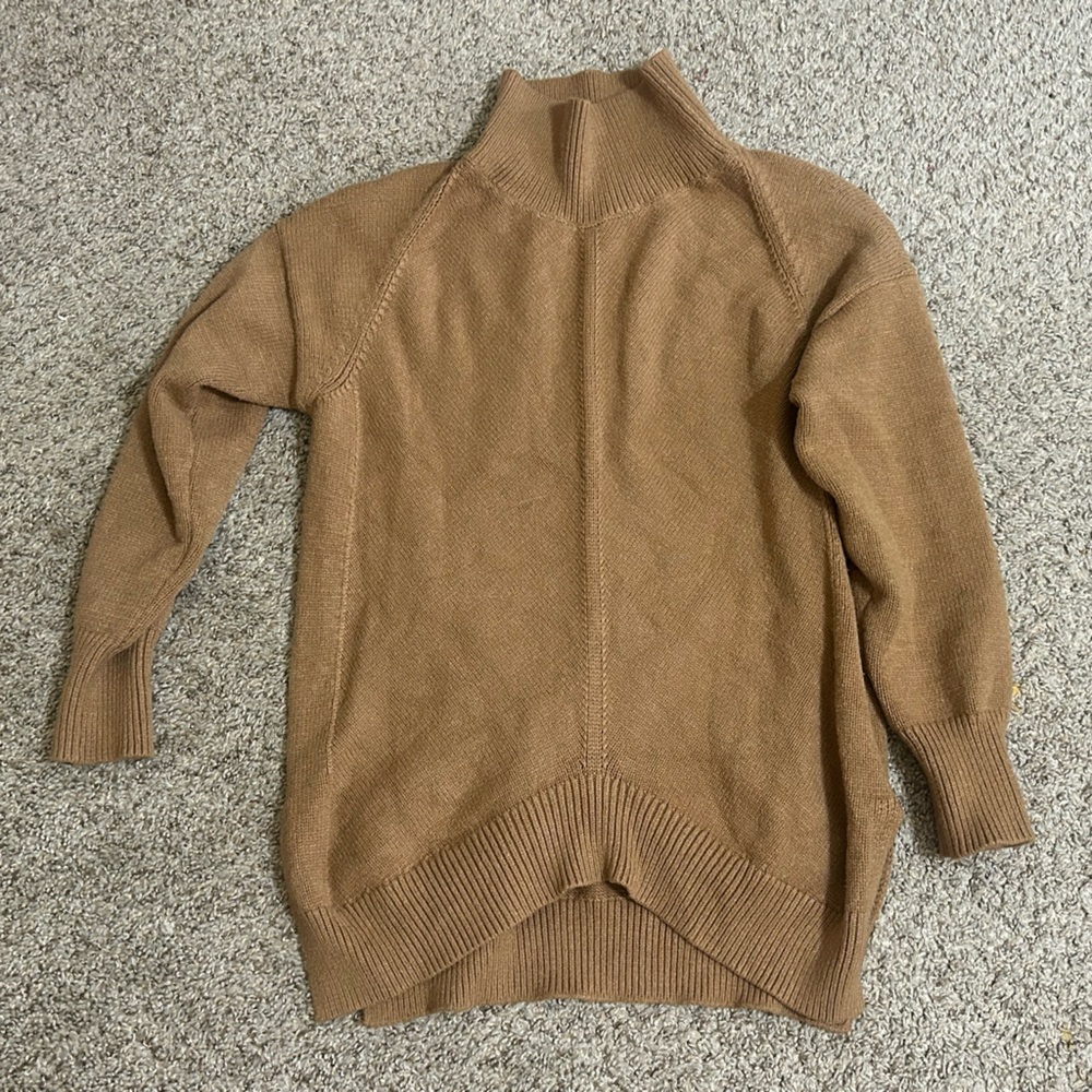 Maeve by Anthro Crystal Camel Brown Slouchy Oversize Knit Tunic Sweater Size XS